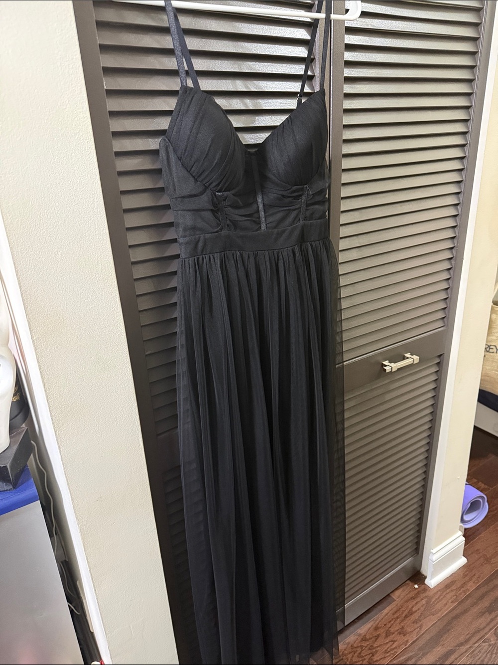 Fashion Nova Black Spaghetti-Strap Mesh Midi Dress